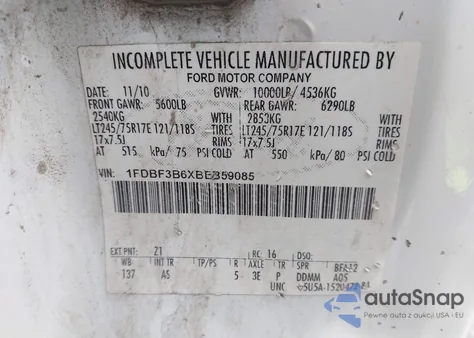 2011 Ford F-350 Xl from USA, damaged, VIN 1FDBF3B6XBEB59085